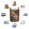 Laundry Bags Basket Animal Print Leopard Texture Cloth Folding Dirty Clothes Toys Storage Bucket Household