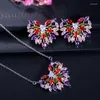Necklace Earrings Set Pera Fashion CZ Big Dragonfly For Women Multi Color Cubic Zirconia And Engagement Party Gift J217