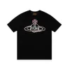 West Wood, Empress Dowager Vivienne Saturn Graffiti Embroidery Loose Casual T-shirt Short Sleeves