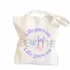 life Goes On Shop Bags anime gift Inspired Tote Bag Kpop shopper bag cute totes canvas bag supermarket s2Mc#