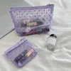 2023 Nya Mesh Hearts Mönster Makeup Bag Mini Cosmetic Pouch Transparenta toalettartiklar Portable Travel Lipstick Storage Bag X3DF#