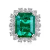 Cluster Rings S925 Silver Ring Grandmother Emerald Paraiba Set With Diamond Luxury Fashion Versatile Jewelry