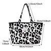 jiomay Fi Simple Canvas Tote Bag Pink Leopard Print Bag Grande Capacidade Travel Makeup Bag Versátil Shop Ombro z8eH #