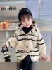 Jackets Winter Girls Lamb Fleece Coat Warm Baby In Children's Clothing Thicken Hooded Fashion Strip Girl Clothes