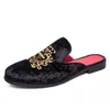 Kapcie Summer Męskie Casual Velvet Black Black Buty Pół bez poślizgu buty z płaskimi mułami