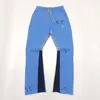 Falection 24ss GD PAINTED FLARE SWEATPANT reconstructed panels hand painted print pants blue