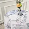 テーブルクロスラウンドテーブルクロス60インチ円形テーブルカバービュッフェテーブルホームパーティーのための青い花ホリデーディナーレーステーブルクロスY240401