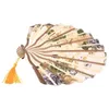 Dekorativa figurer 5 PCS Classic Style Peony Flower Fabric Bamboo Folding Dance Hand Fan Beige