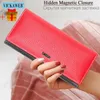 free Gift New Women Lg Magnetic Genuine Leather Wallet Female Fi Hasp Purse Ladies Patchwork Mey Bag For Card Holder 05TS#