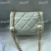 17 cm Kobiety mini klapa cf torba crossbody designer portfel Pearl łańcuch pod pachami torba jambskina kratowy luksusowe wieczorne sprzęgło vintage torebka moneta moneta