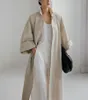 Trenchs pour femmes SuperAen coréen printemps été 2024 robe chemise chic longue fendue coton lin coupe-vent manteau