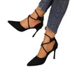 Sandals Women'S Summer 2024 Dressy Woman Shoe Rivet Pointed Toe Pumps Large Shoes Heeled