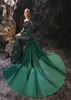 Um ombro vestidos de baile lantejoulas applique estoque barato cetim vestidos de festa varredura trem verde vestido de noite 6081167