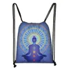 Sette chakras meditante Buddha Stamping Bullestring Borse Women per borse da viaggio per viaggi eco-compatibili borse da zaino pieghevole E3DA#