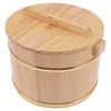 Storage Bottles 1 Set Wooden Rice Bowl Bucket Steamed Cooking With Stearmer Liner And Lid For Restaurant Home Kitchen 20cm