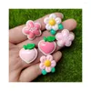 Dekorativa blommor Söt flatbackbjörn Flower Peach Harts Cabochon Scrapbooking för telefondekor DIY Hantverksmycken Tillbehör