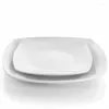 Ensembles de vaisselle contemporain chic: carré de porcelaine de 18 pièces set en blanc