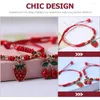 Pulseras de encanto 2 PCS Pulsera de fresa Mujeres Cordón de muñeca Trenzado ajustable para niñas adolescentes Aleación tejida Amistad Regalo Cuerda Señorita