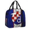 Sacs de rangement personnalisés Croatie Football Sac à déjeuner Boîte isolée froide pour femmes Enfants Travail scolaire Pique-nique Fourre-tout alimentaire