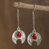 Dangle Earrings Vintage Red Faux Garnet Long For Women Ethnic Style Party Vacation Personalized Jewelry Accessories Gifts