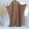 민족 의류 무슬림 Farasha Abaya 드레스 내부 벨트 나비 소매 아바야 여성 두바이 고급 터키 Kaftan Hijab Robe Islamic