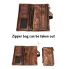 Vintage Cowhide Lg Wallet Men Mujeres Bloqueador de tarjetas de crédito Purso Nuevo estilo RETRO ROB Color Fi Canting Zipper Purs D9TQ#