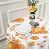 Table Cloth Round Waterproof Tablecloths Pumpkins Leaves Autumn Fall Spillproof Fabric Table Cloth Cover for Buffet Party Holiday Dinner Y240401