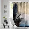 Rideaux de douche Sea Beach Wave Vacances Paysage Salle de bain Tropical Ocean Palm Tree Polyester imperméable avec crochets