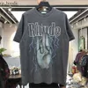 Homens camisetas Homens Mulheres Vintage Tecido Pesado Rhude Box Perspectiva Tee Ligeiramente Solto Tops Multicolor Logo Agradável Lavado 8175