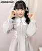 İş elbiseleri Japon tarzı lolita tatlı sevimli gömlek elbise yay bebek yakası uzun kollu üst ve taban şort bahar sonbahar iki parça takım elbise