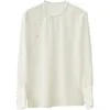 Kvinnors blusar Guanle Crepe Jacquard Silk Shirt White Mulberry