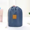 1 Pc Solid Color Makeup Bag Women Drawstring Travel Cosmetic Bag Waterproof Barrel Cylindrical Makeup Bag Toiletry Organizer W75Z#