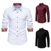 Chemises décontractées pour hommes 2024 Spring Polo Col Chemise à manches longues pour la mode Slim Fit Blanc Haute Qualité Cashew Blossom Top