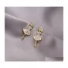 Stud Fashion Jeweley S Sier Post Ballet Dancing Girl Earrings Rhinstone Dance Delivery Jewely Dhnfr