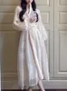 Casual Dresses White Fairycore Long Dress for Women French Style Elegant Brodery Loose Chic Midi Ladies Vintage Hylsa