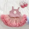 衣類セット夏の女の赤ちゃんの服生まれたかわいいベストチュールチュットブルーマー2PC