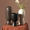 Vasen Kreative Matte Keramik Blumenarrangement Trockenware Home EL Dekoration Schlafzimmer Wohnzimmer Kunst Menschliches Gesicht Vase 1 Stück