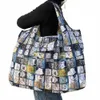 Grande taille épais Nyl grand fourre-tout ECO réutilisable polyester épaule portable sacs à main pour femmes pochette pliante sac de magasin pliable e4Zb #