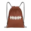 Rugby Bal Voetbal Stiksels Trekkoord Rugzak Sport Sporttas voor Mannen Vrouwen Training Sackpack F6VX #