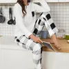 Vêtements de maison hiver pyjamas ensemble pour femmes chaud automne et épaissi peluche décontracté vêtements de nuit à manches longues vêtements