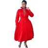 Casual Dresses Elegant Party 2024 Autumn Solid Color Women's Suit Standing Neck Single Broken Large Swing Double Layer Dress