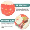 Bicchieri usa e getta Cannucce Natalizie Scatola per cupcake Muffin Decorazione cartone animato Carta da forno Fodere colorate Natale per involucri Confezionamento