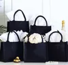 Black réutilisable de jute de jute sac Eco Friendly Burlap Grocery Sacs pour magasin de mariage Boutique Sac de mariage BRIDEMAID CUSTOM JUTE SAG K7RM #