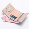 Mujeres cortas delgadas coreanas Versi lindo Carto Bear Ladies Small Wallet Student Three-fold Wallet Mujer Fi Monedero corto F7lp #