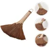 Small Broom Dust Collector Home Wood Handle Duster Mini Cleaning Tools Handmade Brown Silk Office 240329