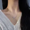 Chinese Brand Pure Silver Luxury Zircon Water Droplet Necklace for Women with Delicate and Luxurious V-neck Wear, Elegant Collarbone Chain Provides Free Gift Box