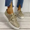 Casual Shoes 2024 Spring And Autumn Korean Round Toe Sneakers Large Size Women's Single Flat Lace-up Trend