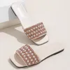 Sandales 2024 Été Étincelant Strass Plat Pantoufles Pour Femmes Mode Extérieur Bout Ouvert Confortable Décontracté Femmes Grande Taille