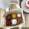 Ld New Lunch Bag Canvas Lunch Box Picnic Tote Cott Pano Pequena Bolsa Bolsa Jantar Ctainer Sacos de armazenamento de alimentos para mulheres f9Ln #