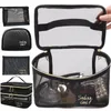 double -layer Mesh Transparent Cosmetic Bags Small Large Black Makeup Cases Portable Travel Toiletry Organizer Lipstick Storage M2xJ#